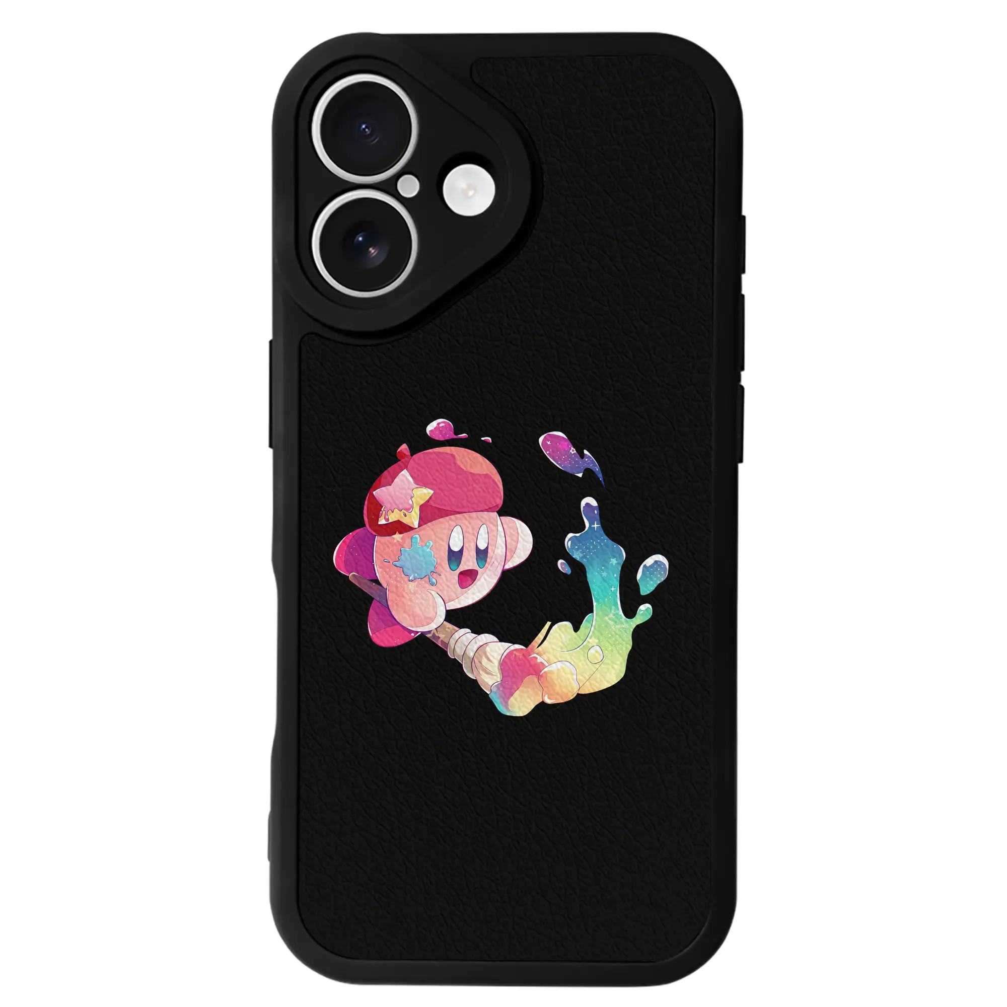 星のカービィ グッズ カービィ - IPhone 16シリーズ対応 ・ シリコンスマホケース ・ レザー調 ・ 高精度フィット ・ 耐衝撃 ・ ワイヤレス充電対応 ・ 精密カット